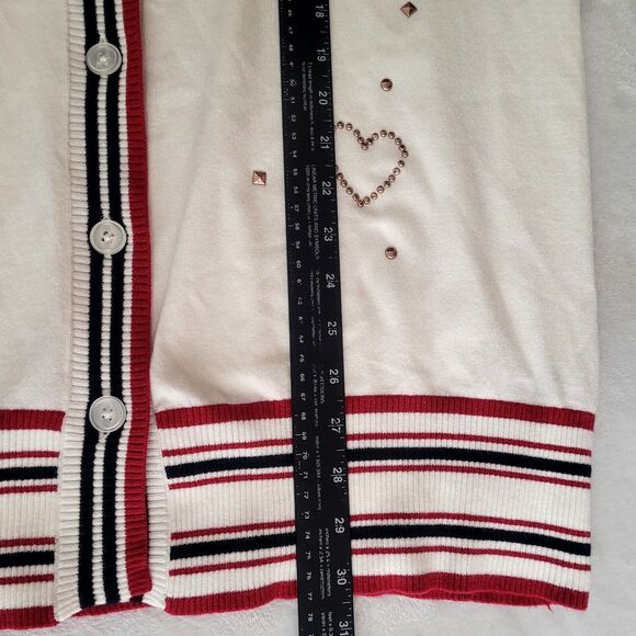 DG2 Diane Gilman Ivory Soft‎ Ease Embellished V Neck Boyfriend Cardigan XL NWT - Picture 8 of 8